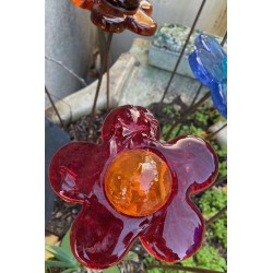 Fleur en Verre Rouge sur Tige