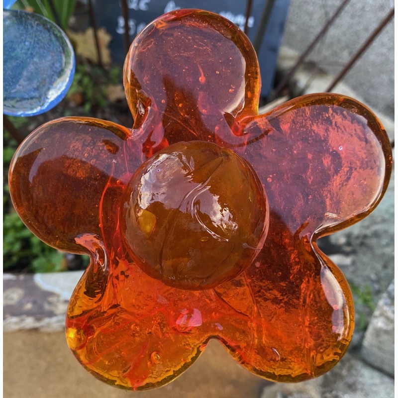 Fleur Rouge en Verre sur Tige Fleur Rouge en Verre sur Tige