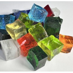 Vrac de Dalles de Verre - Tansparent 500g : Cube 2x2cm.