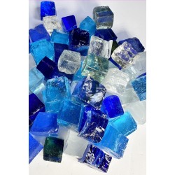 Vrac de Dalles de Verre - Tansparent 1Kg : Cube 2x2cm.