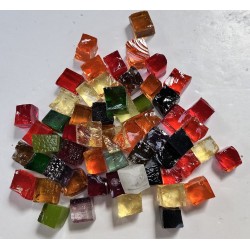 Vrac de Dalles de Verre - Tansparent 1Kg : Cube 2x2cm.