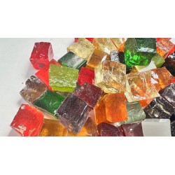 Vrac de Dalles de Verre - Tansparent 1Kg : Cube 2x2cm.