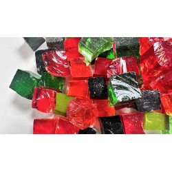 Vrac de Dalles de Verre - Tansparent 1Kg : Cube 2x2cm.