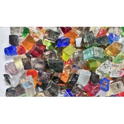 Vrac de Dalles de Verre - Tansparent 500g : Cube environ 1x1cm.