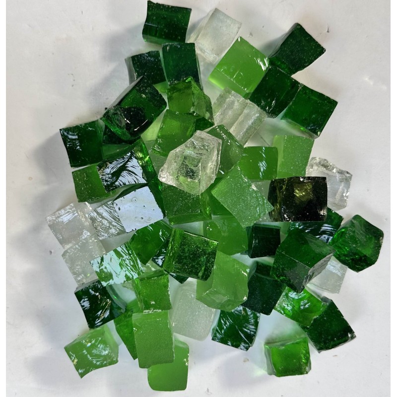 Vrac de Dalles de Verre - Tansparent 1Kg : Cube 2x2cm.