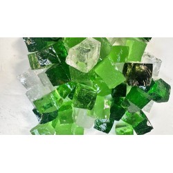 Vrac de Dalles de Verre - Tansparent 1Kg : Cube 2x2cm.